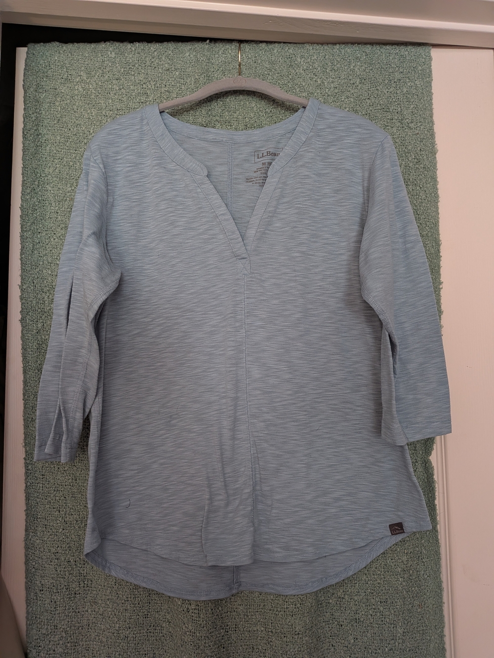 L.L. Bean Light Blue Split-V Tunic Top